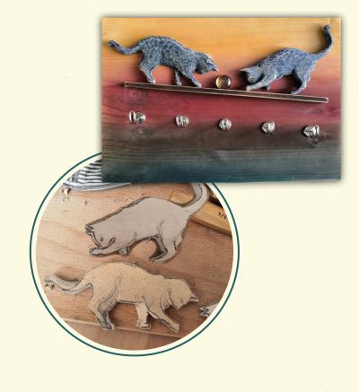 Věšák na klíče - kočky